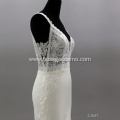 Sexy Mermaid Crepe Lace Spaghetti Strap Bridal Gown robe de mariage wedding dress supplier